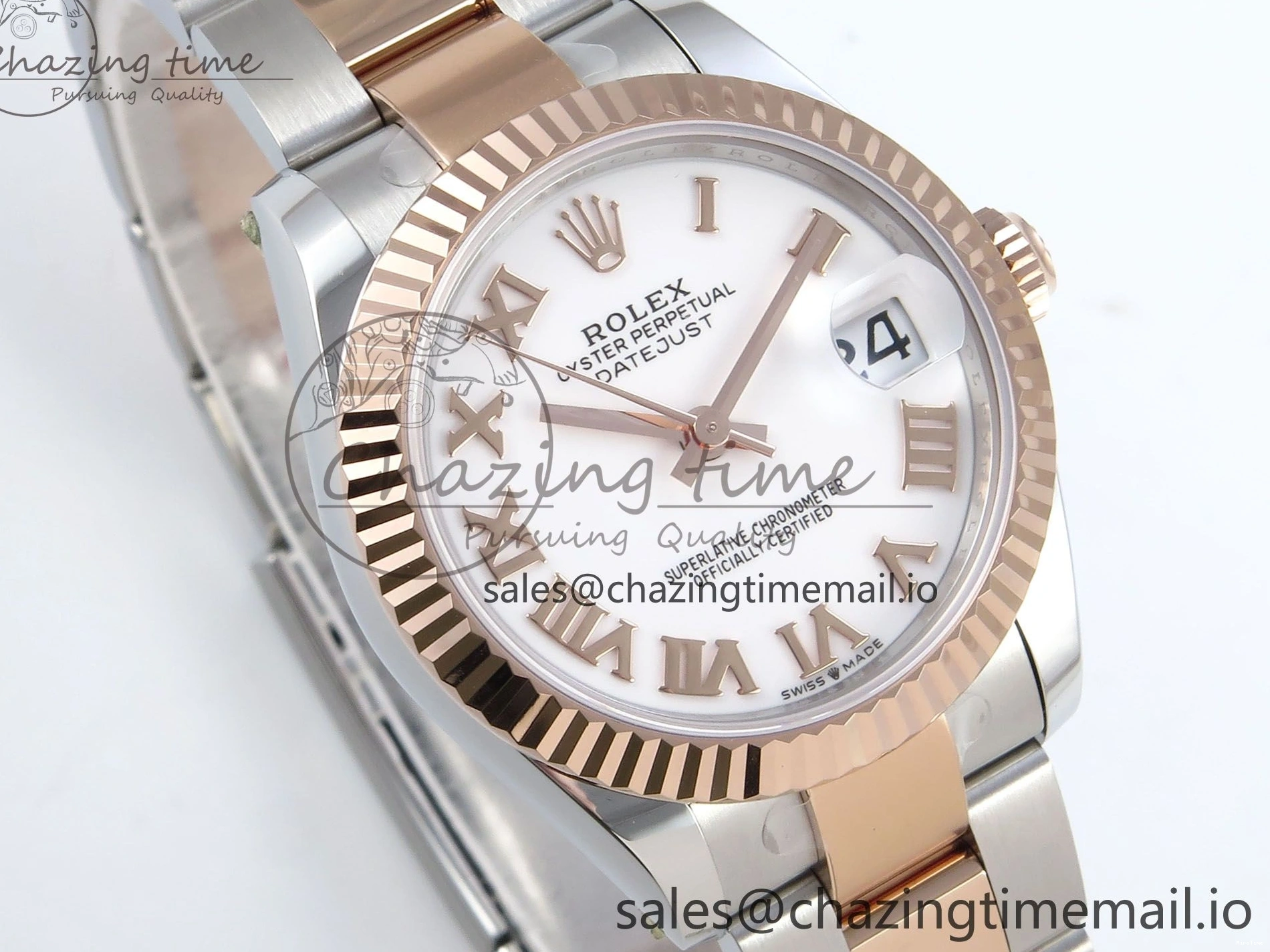 MiroTime 1230 Casual DateJust 31 278271 ARF 1:1 Best Edition 904L Steel White Roman Dial on SS RG Oyster Bracelet ETA 521